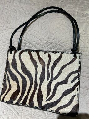 Fossil Zebra-Print Shoulder Bag in Black & Cream